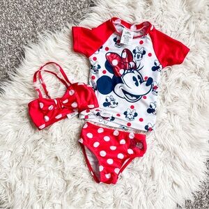 Disney Minnie Mouse 3 Piece Swimsuit Set Girls 2T